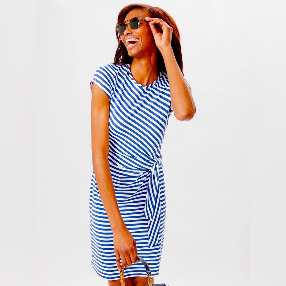 J. McLaughlin Elora Dress XS | Navy White Stripe | Catalina Cloth | $218 Retail